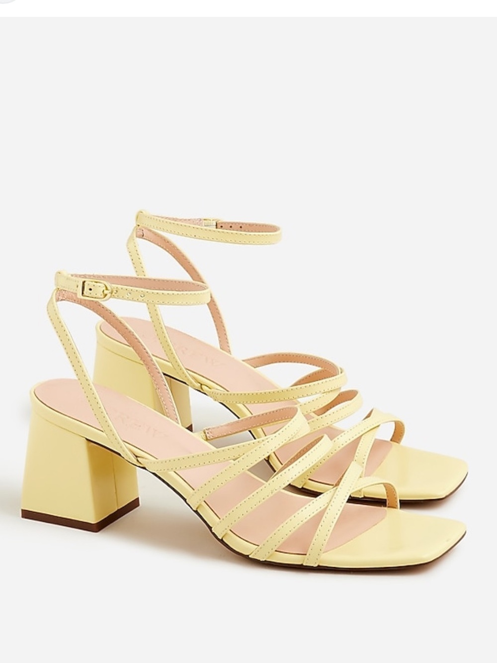 J.CREW Women's Layne Yellow Strappy-Sandal Leather Heels Size 10